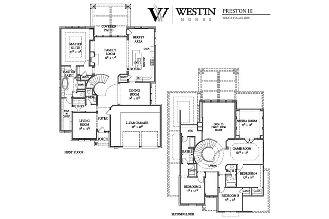 Floor plan on Westin Homes Perry III model home