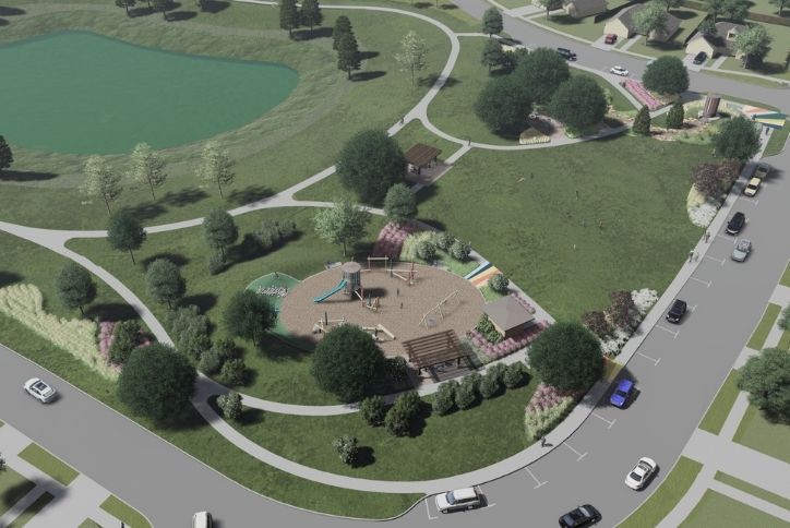 Aerial rendering of Timber Grove Park