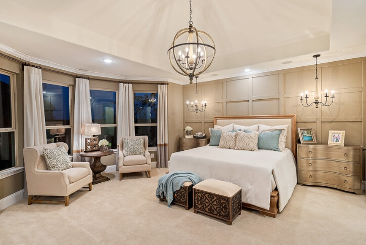Darling Homes master bedroon in model home