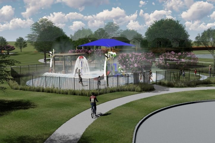 Rendering of new splash pad for residents of Elyson Katy, TX