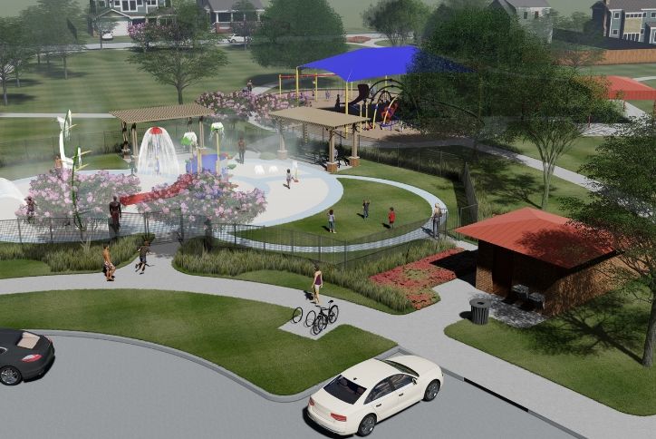 Rendering of new splash pad for residents of Elyson Katy, TX