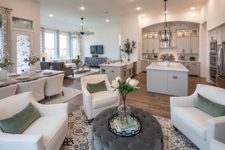 Highland Homes model home living room in Elyson community Katy, TX