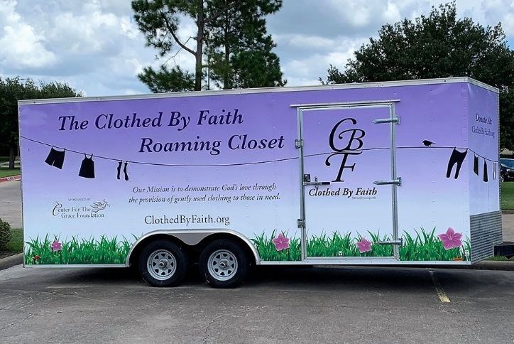 mobile closet from Clothed By Faith for annual back to school clothing drive in Elyson