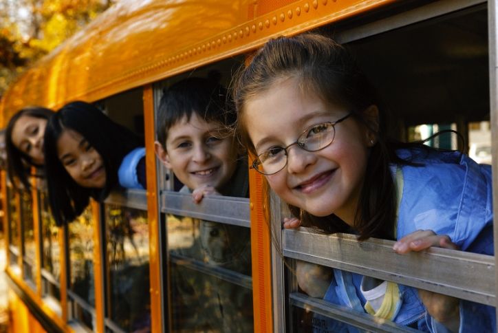 Kids on a school bus