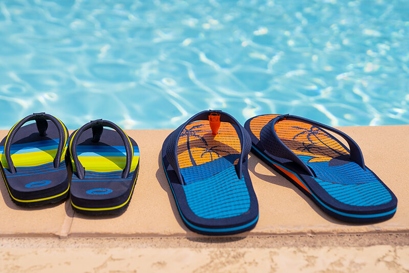 Flip flops at Elyson House swimming pool in Katy, TX
