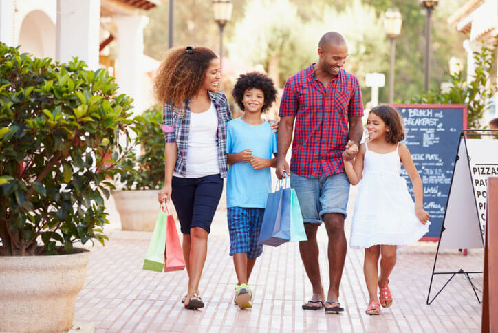 Family enjoying holiday shopping