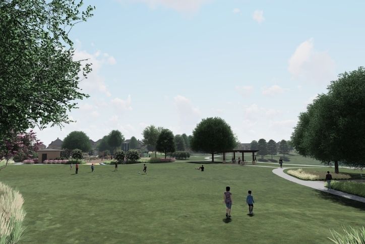 Rendering of open lawn space in Timber Grove Park