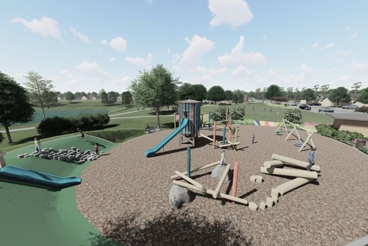 Rendering of playscape at Timber Grove Park.