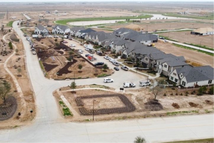 Aerial view of construction in Elyson