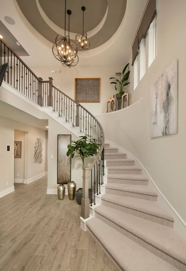 Westin Homes Haven plan entry and spiral staircase
