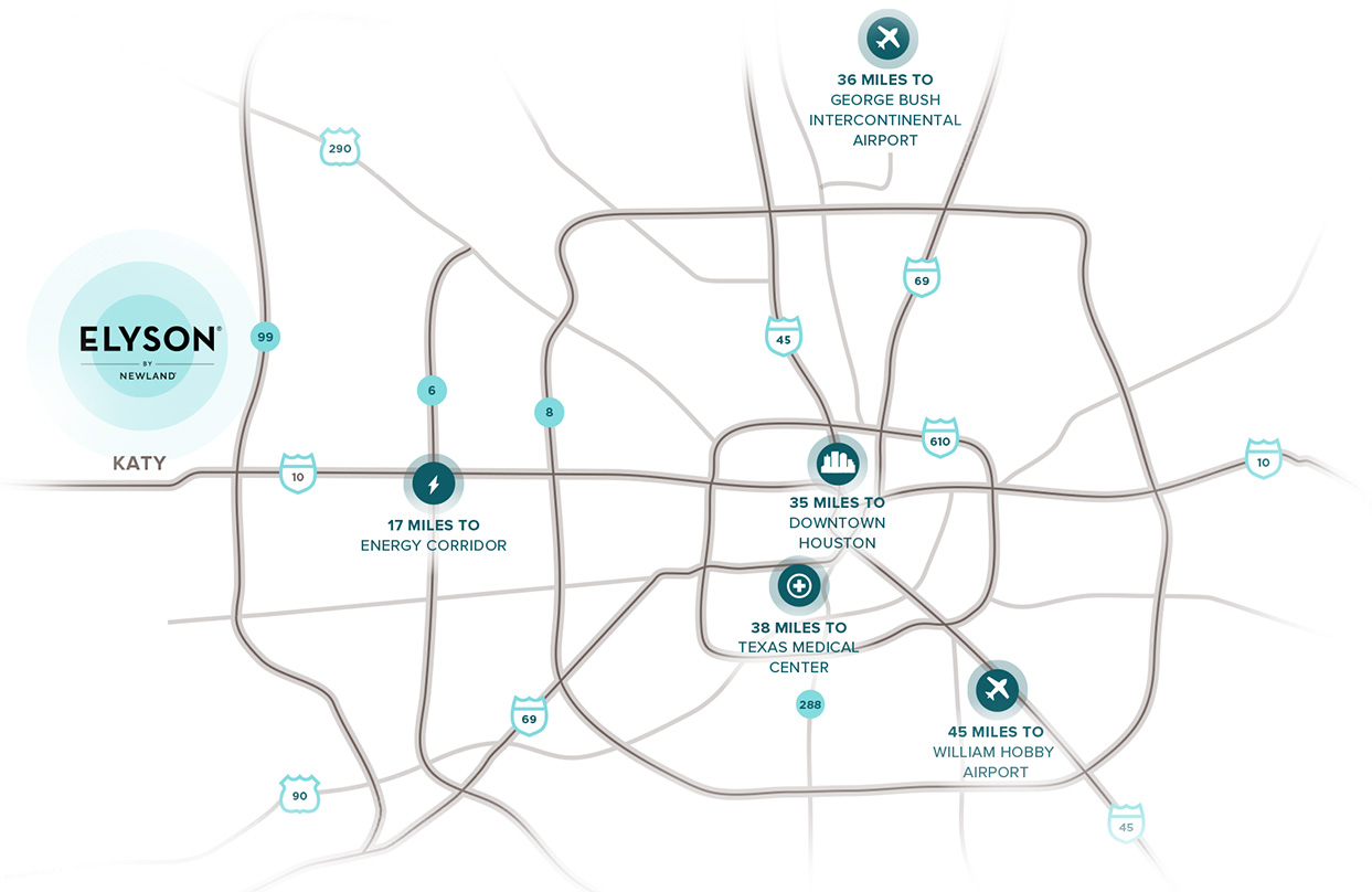 Popular locations near Elyson Community Map