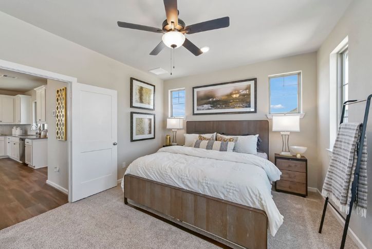 The Hawkins Primary Bedroom by Chesmar Homes in Elyson community, Katy, Texas