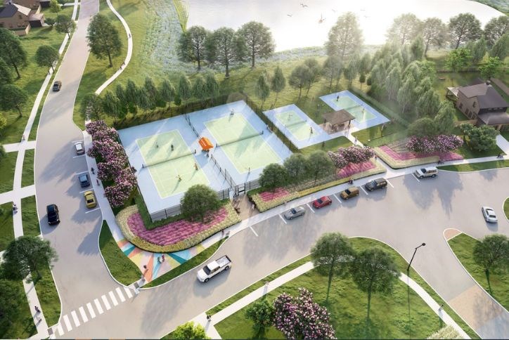 Rendering of Elyson Courts featuring tennis and pickle ball courts in master planned community of Elyson