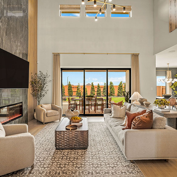 interior image of model home living room