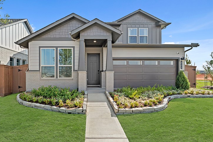 Front exterior of a Brookfield Residential home at Elyson in Katy, TX 