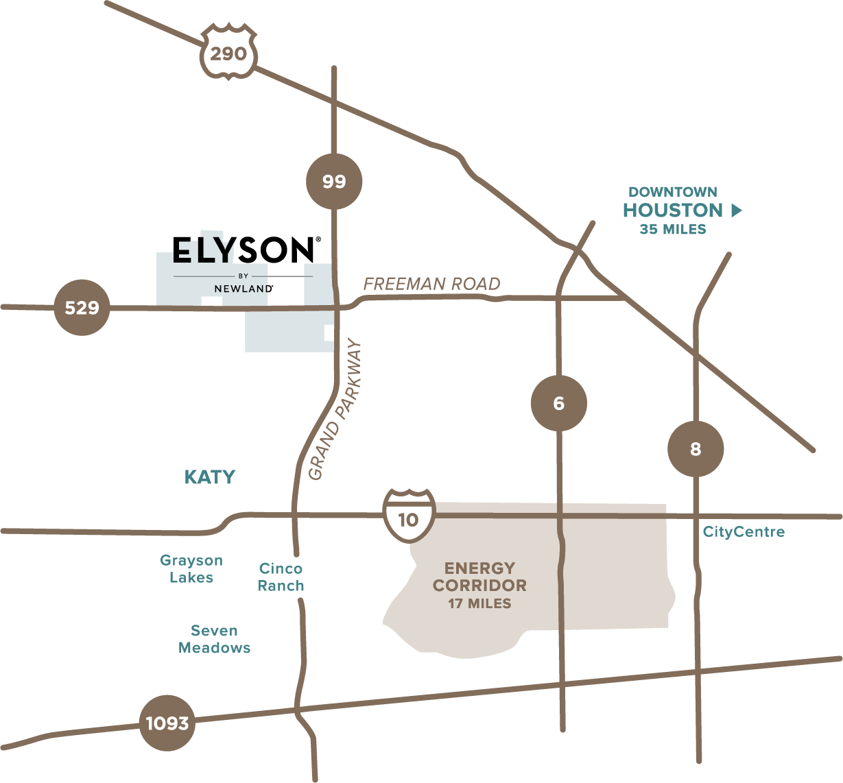 Elyson Regional Area Map Katy, Texas