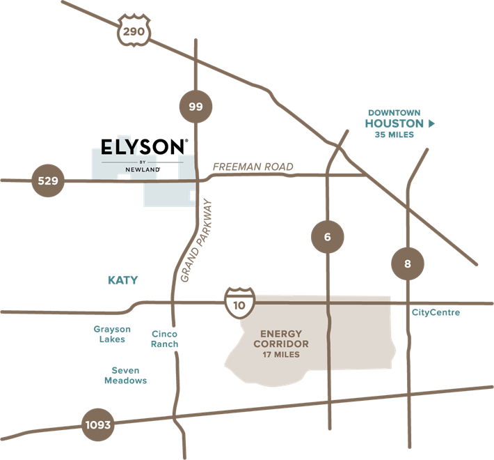 Elyson Regional Area Map Katy, Texas